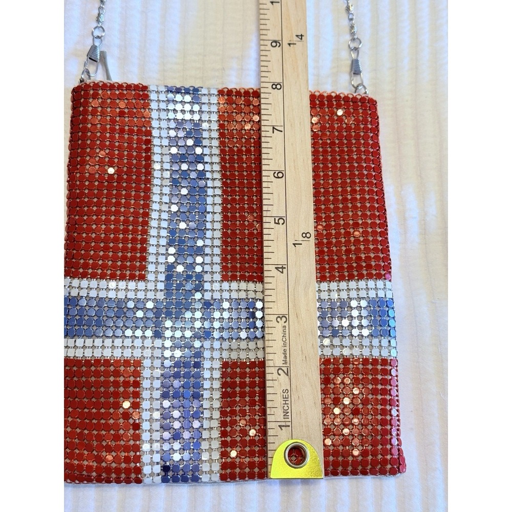 Laila the Essence of Norway Rhinestone Norwegian Flag Purse Bling Shiny - Picture 7 of 10